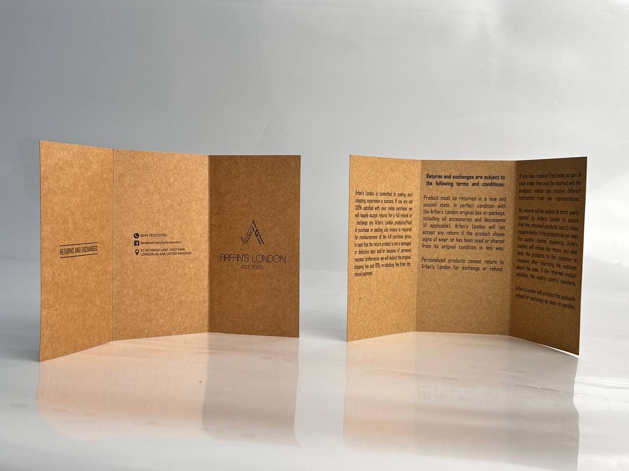 Brown Tri fold instruction card Brown Tri fold instruction card