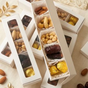 Deluxe 5-Compartment Dry Fruit & Sweet Return Gift Box 50 Pcs